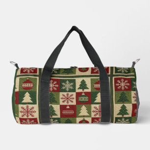 Sac De Sport Vintage, aspect patchwork matelassé Noël rustique