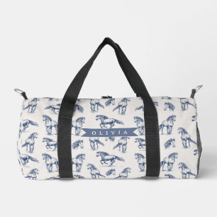 Sac De Sport Vintage Personnalisé Cheval Bleu Classique Campagn
