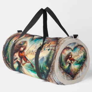 Sac De Sport Violon Musique Rustique Coeur Girl Grand