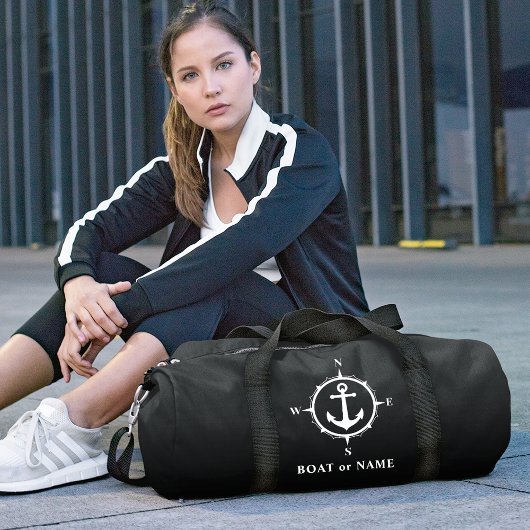 Sac De Sport Votre nom ou bateau Stylish Nautical Compass Ancre