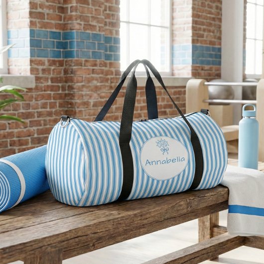 Sac De Sport Whimsical Blue White Stripe Preppy Monogram
