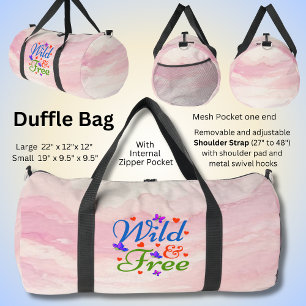 Sac De Sport Wild & Free, Vert Bleu avec Coeurs rouges, sur Ros