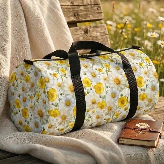 Sac De Sport Yellow Watercolor Wildflower Pattern 