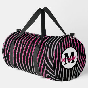Sac De Sport Zebra Imprimer Parties scintillant rose Monogramme