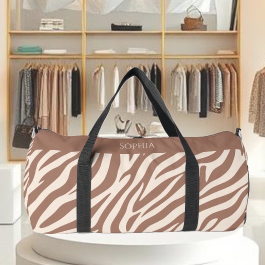 Sac De Sport Zebra Print-Mocha Mousse