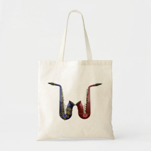 Sac de toile de deux saxophones