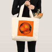 Sac de toile, fleurs oranges, cercle # 7 (Devant (produit))