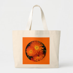 Sac de toile, fleurs oranges, cercle # 7