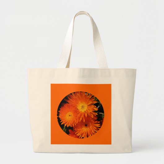 Sac de toile, fleurs oranges, cercle # 7 (Devant)