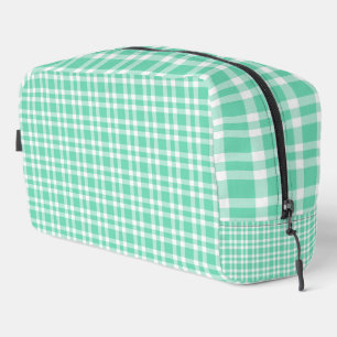 Sac de toilette à carreaux blanc et aigue-marine