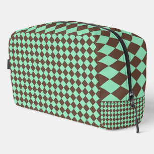 Sac de toilette à carreaux diamantés vert marron