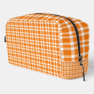 Sac de toilette à carreaux orange et blanc