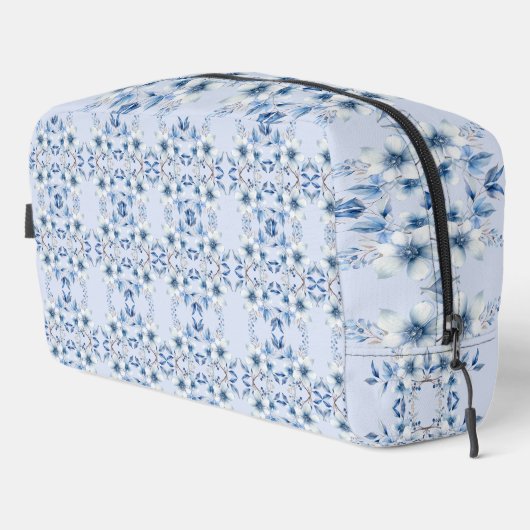 Sac de toilette à fleurs bleues botaniques (Coin droit)