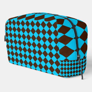 Sac de toilette à motif à carreaux diamantés bleu