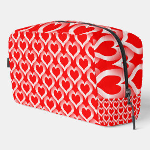 Sac de toilette à motif coeurs rouges blancs