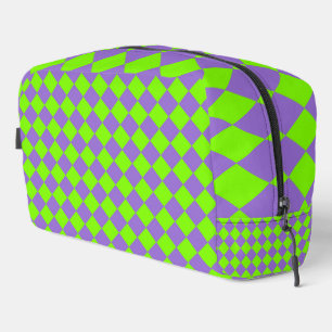 Sac de toilette à motif diamant à carreaux violet
