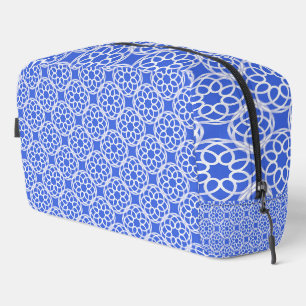 Sac de toilette à motif géométrique bleu blanc san
