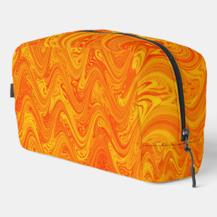 Sac de toilette à motif orange jaune rouge marbré