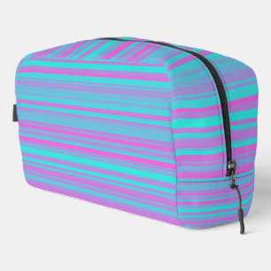 Sac de toilette à motif rayures rose violet bleu