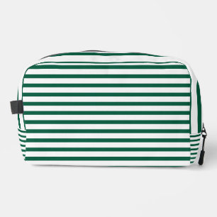 Sac de toilette à rayures blanc et vert chasseur