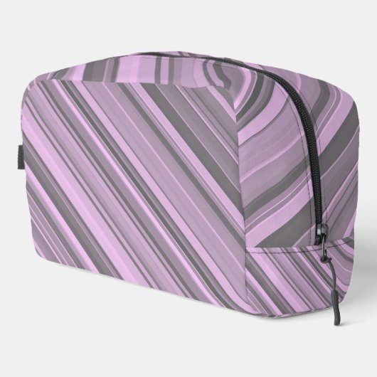 Sac de toilette à rayures grises violettes (Coin droit)