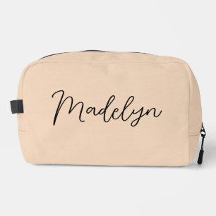 Sac de toilette beige à script moderne personnalis