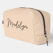 Sac de toilette beige à script moderne personnalis (Coin droit)