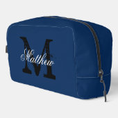 Sac de toilette bleu marine monogramme personnalis (Coin droit)