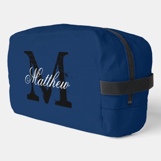 Sac de toilette bleu marine monogramme personnalis (Coin gauche)