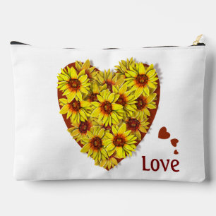 Sac de toilette cosmétique grande tournesol cœur