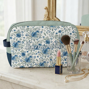 Sac De Toilette Floral Bleu Et Vert Élégant