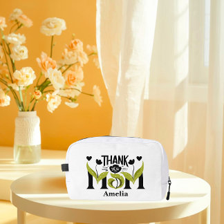 Sac de toilette floral personnalisé « Merci Maman 