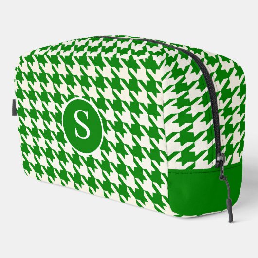 Sac de toilette Houndstooth Lime Green & White (Coin droit)