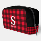 Sac de toilette motif à bison rouge plaid (Coin droit)