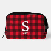 Sac de toilette motif à bison rouge plaid (Verso)