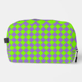 Sac de toilette Motif violet vert Checker diamant (Recto)