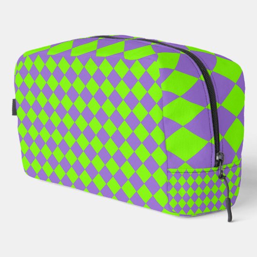 Sac de toilette Motif violet vert Checker diamant (Coin droit)