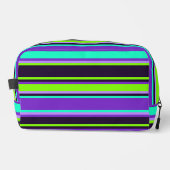 Sac de toilette rayé violet, aqua et chartreuse (Recto)