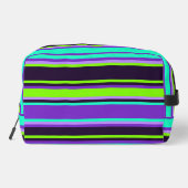 Sac de toilette rayé violet, aqua et chartreuse (Verso)