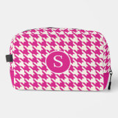 Sac de toilette rose et blanc chaud Houndstooth (Recto)