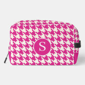 Sac de toilette rose et blanc chaud Houndstooth (Verso)