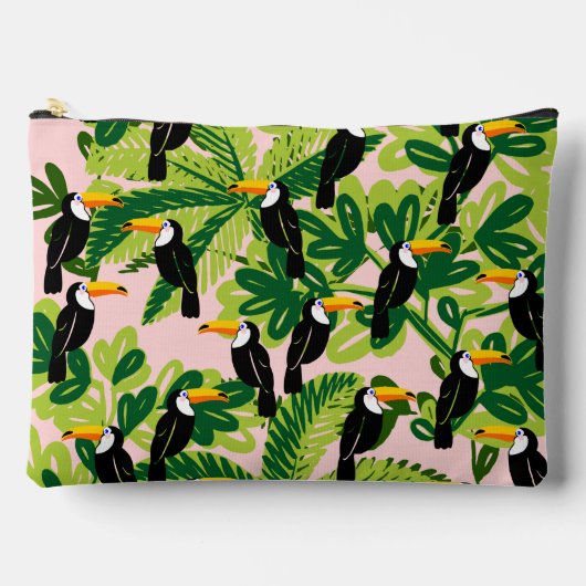 Sac de toilette Toucan rose et vert (Recto)
