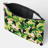 Sac de toilette Toucan rose et vert (Ouvrir)