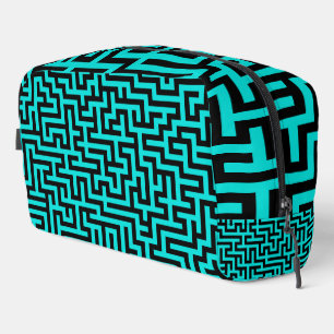 Sac de toilette Turquoise Black Maze Lines