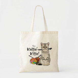 Sac de Tricot de chat coton fourre-tout avec poign
