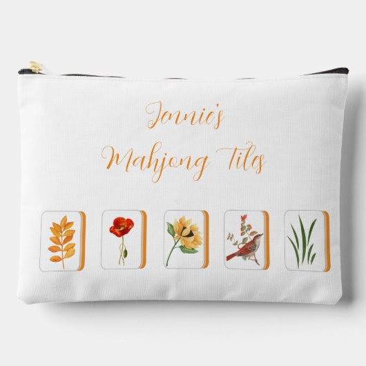 Sac de tuiles de mahjong Fleur et Oiseau Bam (Recto)