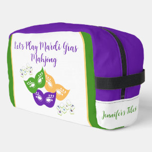 Sac de tuiles de Mahjong Mardi Gras nom vert or vi