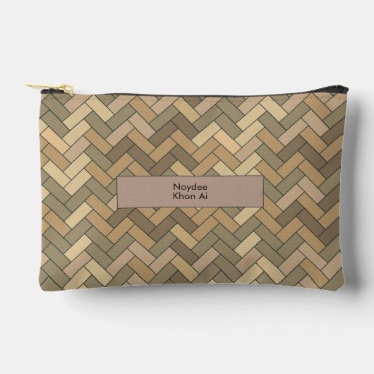Sac De Voyage Nom Beige Naturel Chevrons (Recto)