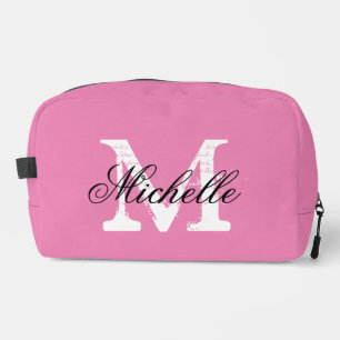 Sac de voyage pour dames rose avec monogramme chic
