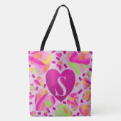 Sac d'école peint à cœur rose monogramme moderne (Devant)